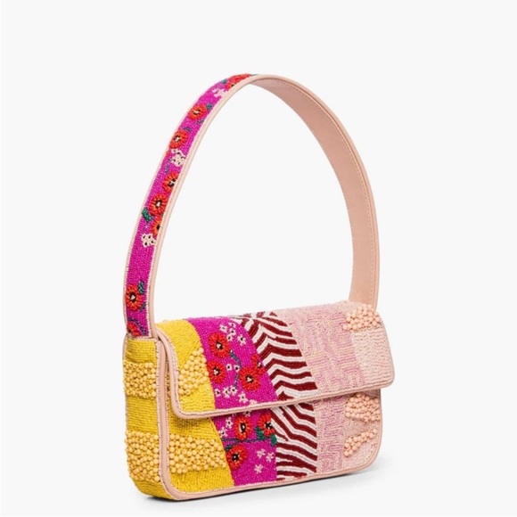 Staud Tommy Beaded Shoulder Bag Pink Patchwork - Limited Edition NWOT - Picture 3 of 7